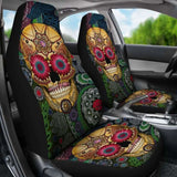 Set Of 2 Pcs Sugar Skull Car Seat Covers 101207 - YourCarButBetter