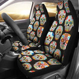 Set Of 2 Pcs Sugar Skull Day Of The Dead Car Seat Covers 101207 - YourCarButBetter
