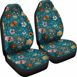 Set Of 2 Pcs Sugar Skull Day Of The Dead Car Seat Covers 101207 - YourCarButBetter