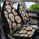 Set Of 2 Pcs Sugar Skull Day Of The Dead Car Seat Covers 101207 - YourCarButBetter