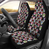 Set Of 2 Pcs - Sugar Skulls - Day Of The Dead Car Seat Covers 101207 - YourCarButBetter