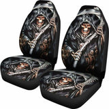 Set Of 2 Skull Grim Reaper Car Seat Covers 101207 - YourCarButBetter