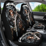 Set Of 2 Skull Grim Reaper Car Seat Covers 101207 - YourCarButBetter