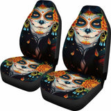 Set Of 2 Sugar Skull Car Seat Covers 101207 - YourCarButBetter