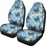 Set Of 2 Sugar Skull Car Seat Covers 101207 - YourCarButBetter