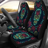 Set Of 2 Sugar Skull Car Seat Covers 101207 - YourCarButBetter