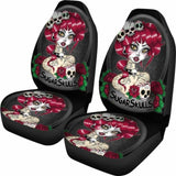 Set Of 2 Sugar Skull Car Seat Covers 101207 - YourCarButBetter