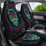 Set Of 2 Sugar Skull Car Seat Covers 101207 - YourCarButBetter