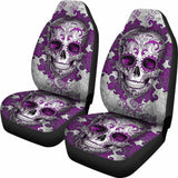 Set Of 2 Sugar Skull Day Of The Dead Car Seat Covers 101207 - YourCarButBetter