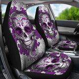 Set Of 2 Sugar Skull Day Of The Dead Car Seat Covers 101207 - YourCarButBetter
