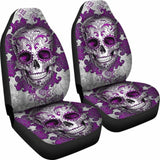 Set Of 2 Sugar Skull Day Of The Dead Car Seat Covers 101207 - YourCarButBetter