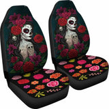 Set Of 2-Sugar Skull Girl - Day Of The Dead Car Seat Covers 101207 - YourCarButBetter