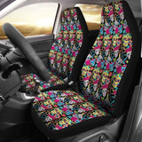 Set Of 2 Sugar Skull Seat Covers 101207 - YourCarButBetter