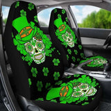 Set Of 2 Sugar Skull St Patrick’S Day Seat Covers 101207 - YourCarButBetter