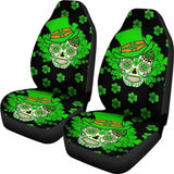 Set Of 2 Sugar Skull St Patrick’S Day Seat Covers 101207 - YourCarButBetter