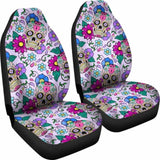 Set Of 2 - Sugar Skulls - Car Seat Covers 101207 - YourCarButBetter