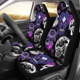 Skullistic Sugar Skulls Purple Car Seat Covers 101207 - YourCarButBetter