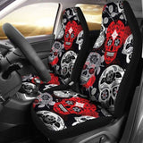 Skullistic Sugar Skulls Red Car Seat Covers 101207 - YourCarButBetter