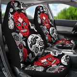 Skullistic Sugar Skulls Red Car Seat Covers 101207 - YourCarButBetter