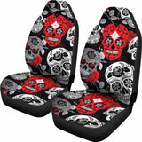 Skullistic Sugar Skulls Red Car Seat Covers 101207 - YourCarButBetter