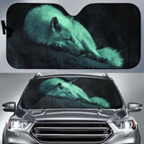 Sleeping White Wolf at Night Woods car auto sunshades 172609 - YourCarButBetter