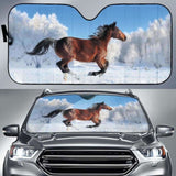 Snow Winter Horse Auto Sun Shades 172609 - YourCarButBetter