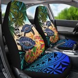Solomon Islands Car Seat Covers - Polynesian Turtle Coconut Tree And Plumeria Amazing 091114 - YourCarButBetter