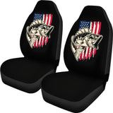 Stars And Stripes Largemouth Bass Fishing Custom American Flag Car Seat Covers 211604 - YourCarButBetter