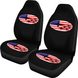 Subaru Mixed American Flag Patriotic On Black Design Car Seat Covers 212803 - YourCarButBetter