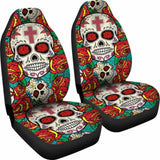 Sugar Skull Red Rose Seat Covers 101207 - YourCarButBetter