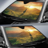 Sunset Deer Mountains Bird Landscape Hd Car Sun Shade 172609 - YourCarButBetter