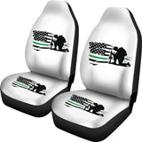 Thin Green Line American Flag Car Seats Covers Honoring Military 213003 - YourCarButBetter