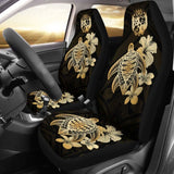 Tongan Car Seat Covers Hibiscus Plumeria Mix Polynesian Turtle Gold Awesome 091114 - YourCarButBetter