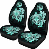 Tongan Car Seat Covers Hibiscus Plumeria Mix Polynesian Turtle Turquoise Awesome 091114 - YourCarButBetter