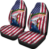 Trout Fish American Flag Art Automotive Car Seat Covers 211804 - YourCarButBetter