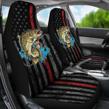 Trout Fish Thin Line American Flag Automotive Car Seat Covers 211804 - YourCarButBetter