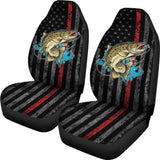 Trout Fish Thin Line American Flag Automotive Car Seat Covers 211804 - YourCarButBetter