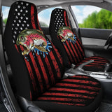 Trout Steelhead Fishing American Flag Printed Car Seat Covers 211804 - YourCarButBetter