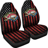 Trout Steelhead Fishing American Flag Printed Car Seat Covers 211804 - YourCarButBetter