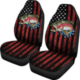 Trout Steelhead Fishing American Flag Printed Car Seat Covers 211804 - YourCarButBetter