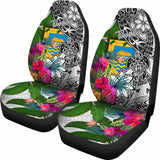 Tuvalu Car Seat Covers White - Turtle Plumeria Banana Leaf - 091114 - YourCarButBetter