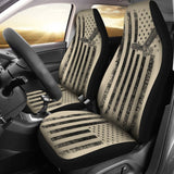 Vintage American Flag Tan Car Seat Covers 103131 - YourCarButBetter