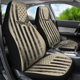 Vintage American Flag Tan Car Seat Covers 103131 - YourCarButBetter