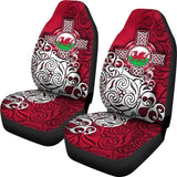 Wales Celtic Car Seat Covers - Welsh Dragon Flag With Celtic Cross 184610 - YourCarButBetter
