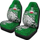 Wales Celtic Car Seat Covers - Welsh Dragon Flag With Celtic Cross (Green) 184610 - YourCarButBetter