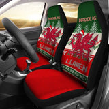 Wales Celtic Christmas Car Seat Covers - Welsh Dragon Nadolig Llawen Ugly Christmas Style Green - 160830 - YourCarButBetter
