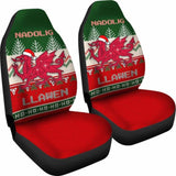 Wales Celtic Christmas Car Seat Covers - Welsh Dragon Nadolig Llawen Ugly Christmas Style Green - 160830 - YourCarButBetter