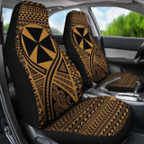 Wallis And Futuna Car Seat Cover - Wallis And Futuna Coat Of Arms Polynesian Tattoo Gold - 105905 - YourCarButBetter