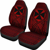 Wallis And Futuna Car Seat Cover - Wallis And Futuna Coat Of Arms Polynesian Tattoo Red - 105905 - YourCarButBetter