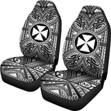 Wallis And Futuna Car Seat Cover - Wallis And Futuna Coat Of Arms Polynesian White Black 10 153908 - YourCarButBetter